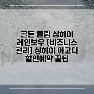 골든 튤립 상하이 레인보우 (비즈니스 편리) 상하이 아고다 할인예약 꿀팁