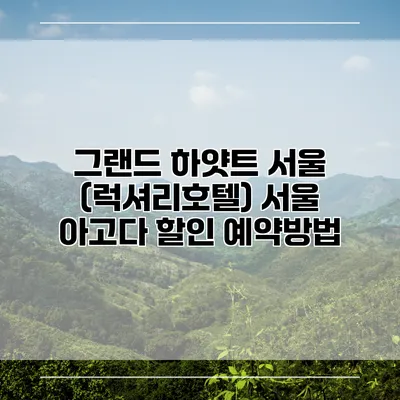 그랜드 하얏트 서울 (럭셔리호텔) 서울 아고다 할인 예약방법