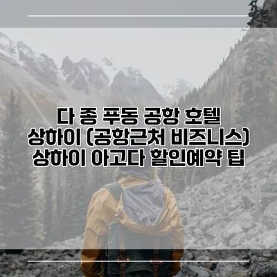 다 종 푸동 공항 호텔 상하이 (공항근처 비즈니스) 상하이 아고다 할인예약 팁