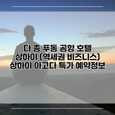 다 종 푸동 공항 호텔 상하이 (역세권 비즈니스) 상하이 아고다 특가 예약정보