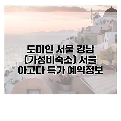 도미인 서울 강남 (가성비숙소) 서울 아고다 특가 예약정보