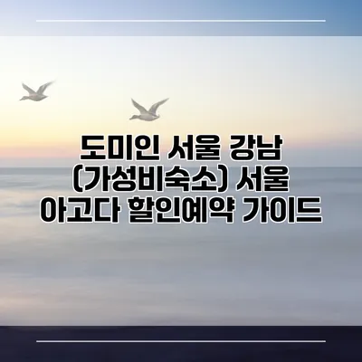도미인 서울 강남 (가성비숙소) 서울 아고다 할인예약 가이드
