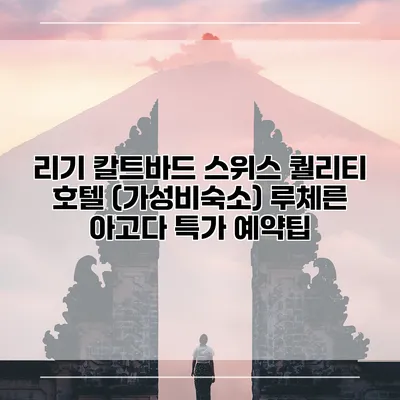 리기 칼트바드 스위스 퀄리티 호텔 (가성비숙소) 루체른 아고다 특가 예약팁