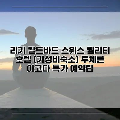리기 칼트바드 스위스 퀄리티 호텔 (가성비숙소) 루체른 아고다 특가 예약팁