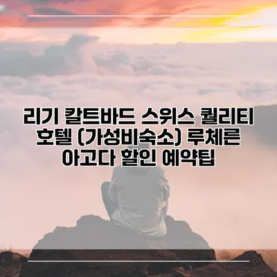 리기 칼트바드 스위스 퀄리티 호텔 (가성비숙소) 루체른 아고다 할인 예약팁