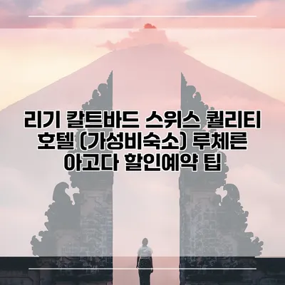 리기 칼트바드 스위스 퀄리티 호텔 (가성비숙소) 루체른 아고다 할인예약 팁