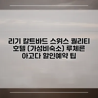 리기 칼트바드 스위스 퀄리티 호텔 (가성비숙소) 루체른 아고다 할인예약 팁