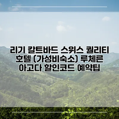 리기 칼트바드 스위스 퀄리티 호텔 (가성비숙소) 루체른 아고다 할인코드 예약팁