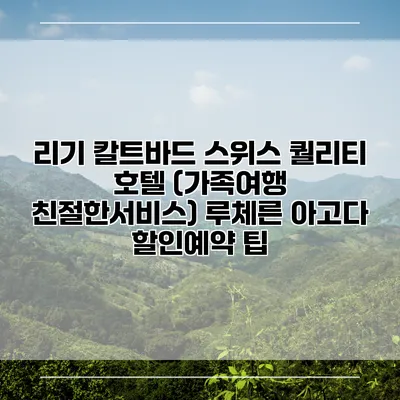 리기 칼트바드 스위스 퀄리티 호텔 (가족여행 친절한서비스) 루체른 아고다 할인예약 팁