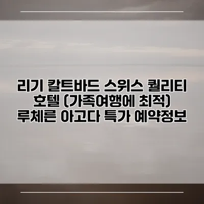 리기 칼트바드 스위스 퀄리티 호텔 (가족여행에 최적) 루체른 아고다 특가 예약정보