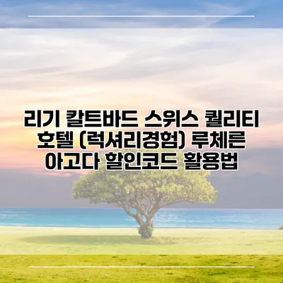 리기 칼트바드 스위스 퀄리티 호텔 (럭셔리경험) 루체른 아고다 할인코드 활용법