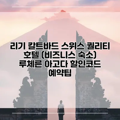 리기 칼트바드 스위스 퀄리티 호텔 (비즈니스 숙소) 루체른 아고다 할인코드 예약팁