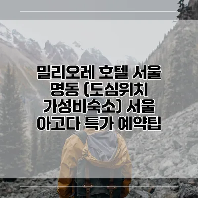 밀리오레 호텔 서울 명동 (도심위치 가성비숙소) 서울 아고다 특가 예약팁