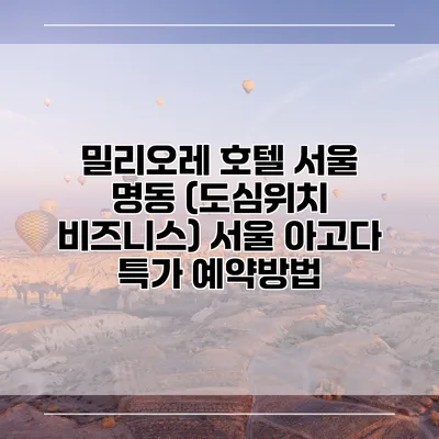밀리오레 호텔 서울 명동 (도심위치 비즈니스) 서울 아고다 특가 예약방법