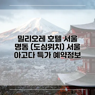 밀리오레 호텔 서울 명동 (도심위치) 서울 아고다 특가 예약정보