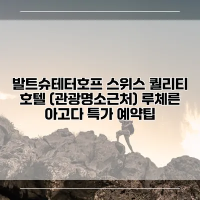발트슈테터호프 스위스 퀄리티 호텔 (관광명소근처) 루체른 아고다 특가 예약팁