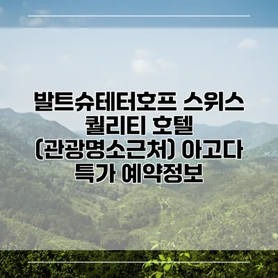 발트슈테터호프 스위스 퀄리티 호텔 (관광명소근처) 아고다 특가 예약정보