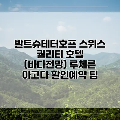 발트슈테터호프 스위스 퀄리티 호텔 (바다전망) 루체른 아고다 할인예약 팁
