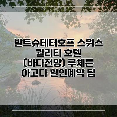 발트슈테터호프 스위스 퀄리티 호텔 (바다전망) 루체른 아고다 할인예약 팁