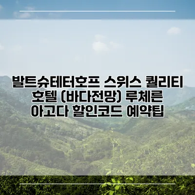 발트슈테터호프 스위스 퀄리티 호텔 (바다전망) 루체른 아고다 할인코드 예약팁
