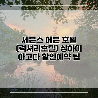세븐스 헤븐 호텔 (럭셔리호텔) 상하이 아고다 할인예약 팁