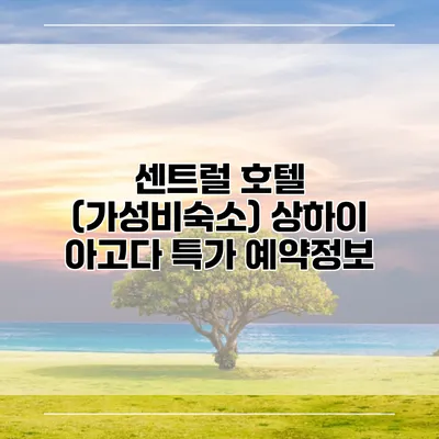 센트럴 호텔 (가성비숙소) 상하이 아고다 특가 예약정보
