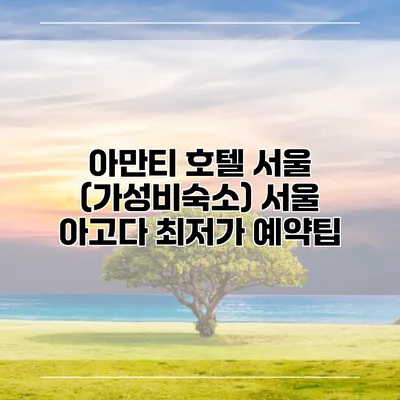 아만티 호텔 서울 (가성비숙소) 서울 아고다 최저가 예약팁