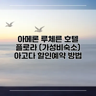 아메론 루체른 호텔 플로라 (가성비숙소) 아고다 할인예약 방법