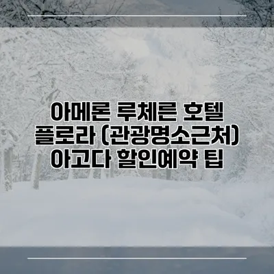 아메론 루체른 호텔 플로라 (관광명소근처) 아고다 할인예약 팁
