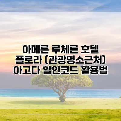 아메론 루체른 호텔 플로라 (관광명소근처) 아고다 할인코드 활용법
