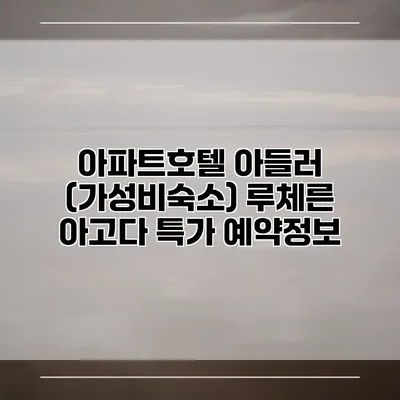 아파트호텔 아들러 (가성비숙소) 루체른 아고다 특가 예약정보