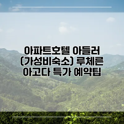 아파트호텔 아들러 (가성비숙소) 루체른 아고다 특가 예약팁