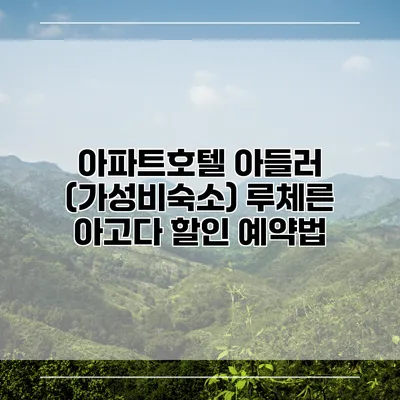 아파트호텔 아들러 (가성비숙소) 루체른 아고다 할인 예약법