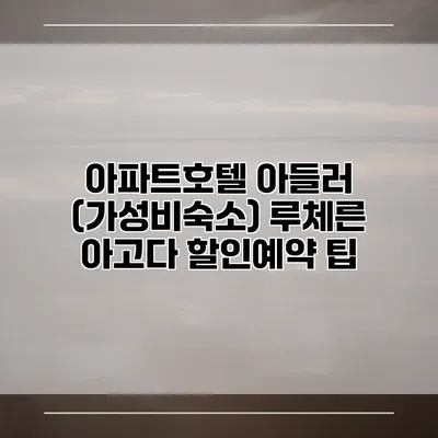 아파트호텔 아들러 (가성비숙소) 루체른 아고다 할인예약 팁