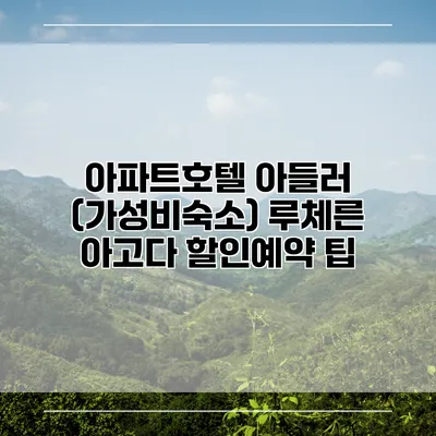 아파트호텔 아들러 (가성비숙소) 루체른 아고다 할인예약 팁