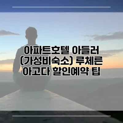 아파트호텔 아들러 (가성비숙소) 루체른 아고다 할인예약 팁