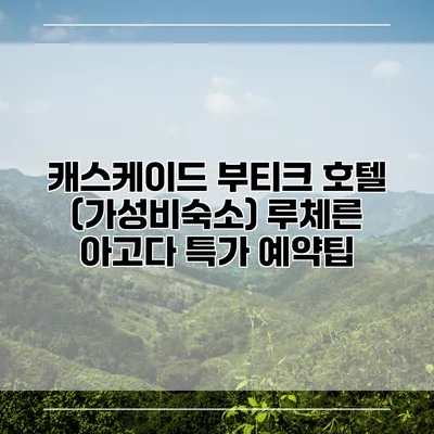 캐스케이드 부티크 호텔 (가성비숙소) 루체른 아고다 특가 예약팁
