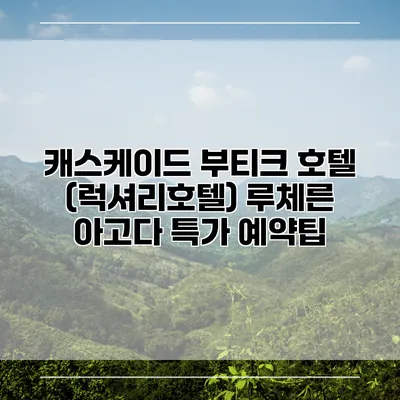 캐스케이드 부티크 호텔 (럭셔리호텔) 루체른 아고다 특가 예약팁