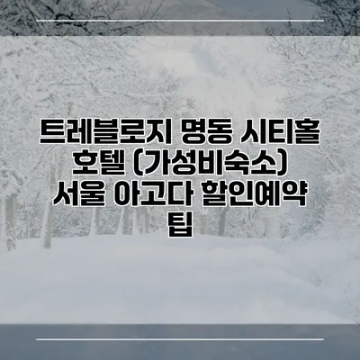 트레블로지 명동 시티홀 호텔 (가성비숙소) 서울 아고다 할인예약 팁