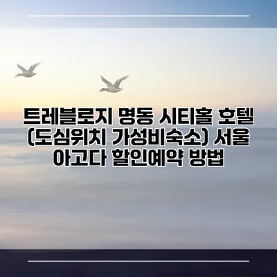 트레블로지 명동 시티홀 호텔 (도심위치 가성비숙소) 서울 아고다 할인예약 방법