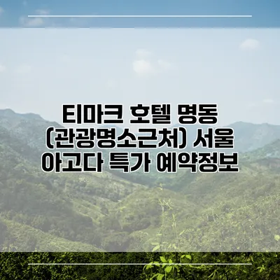 티마크 호텔 명동 (관광명소근처) 서울 아고다 특가 예약정보