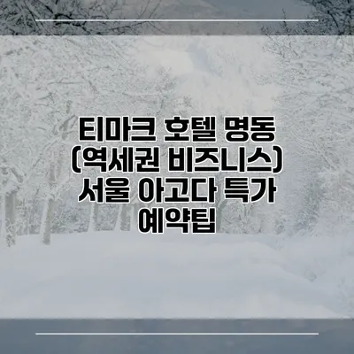 티마크 호텔 명동 (역세권 비즈니스) 서울 아고다 특가 예약팁
