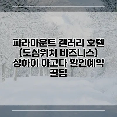 파라마운트 갤러리 호텔 (도심위치 비즈니스) 상하이 아고다 할인예약 꿀팁