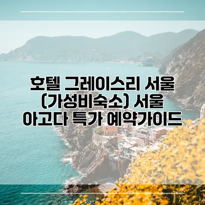 호텔 그레이스리 서울 (가성비숙소) 서울 아고다 특가 예약가이드