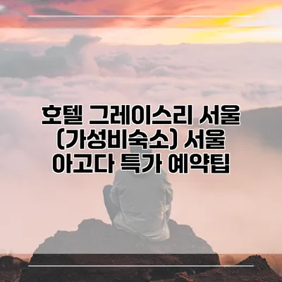 호텔 그레이스리 서울 (가성비숙소) 서울 아고다 특가 예약팁