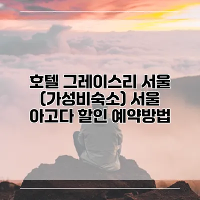 호텔 그레이스리 서울 (가성비숙소) 서울 아고다 할인 예약방법