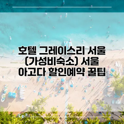 호텔 그레이스리 서울 (가성비숙소) 서울 아고다 할인예약 꿀팁