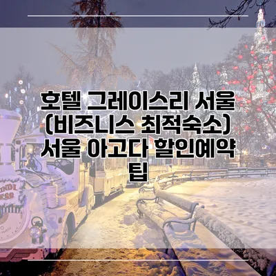 호텔 그레이스리 서울 (비즈니스 최적숙소) 서울 아고다 할인예약 팁