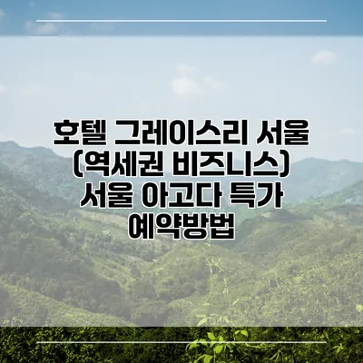 호텔 그레이스리 서울 (역세권 비즈니스) 서울 아고다 특가 예약방법