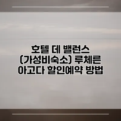 호텔 데 밸런스 (가성비숙소) 루체른 아고다 할인예약 방법